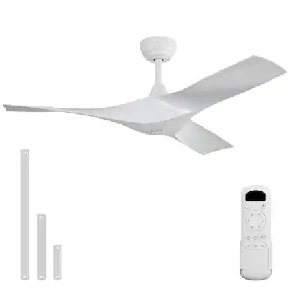 Front. Sofucor - 52 Inch Propeller Ceiling Fan No Light Low Profile Ceiling Fans with Remote for Indoor/Outdoor Patio Living Room Bedroom - White.