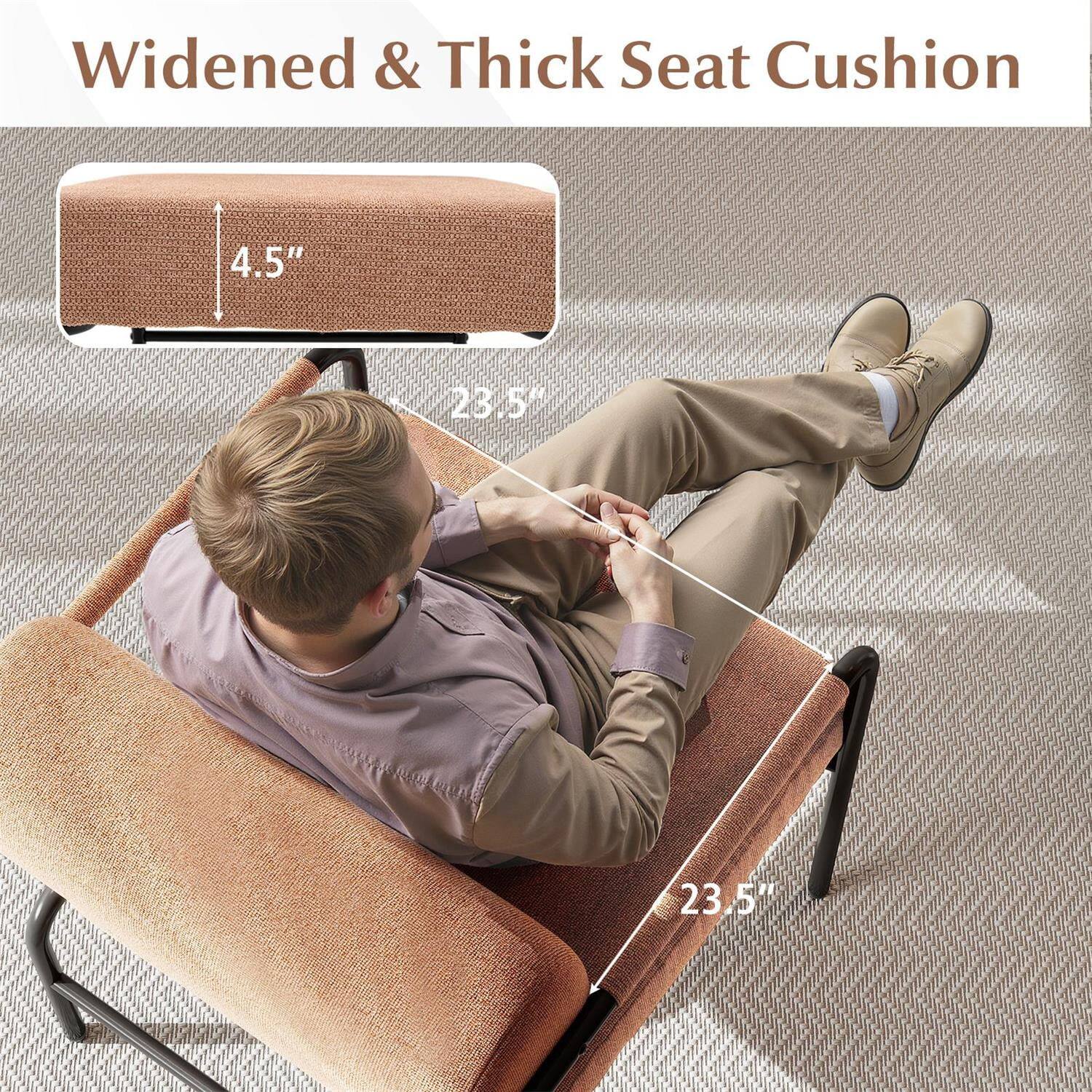 Widened & Thick Seat Cushion

4.5"  
23.5"  
23.5"