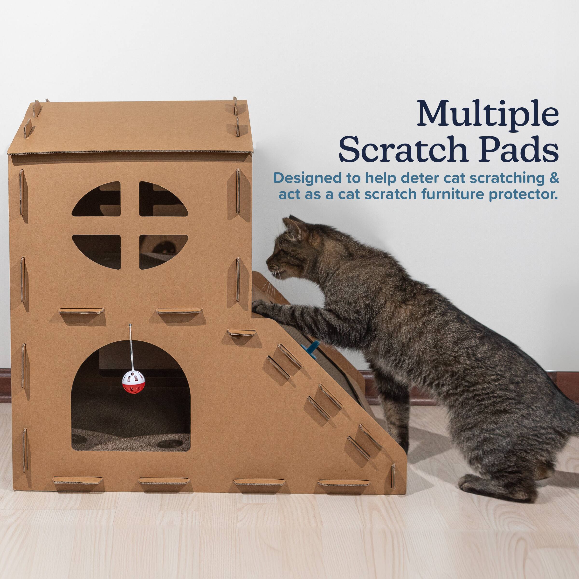 Multiple Scratch Pads  
Designed to help deter cat scratching & act as a cat scratch furniture protector.
