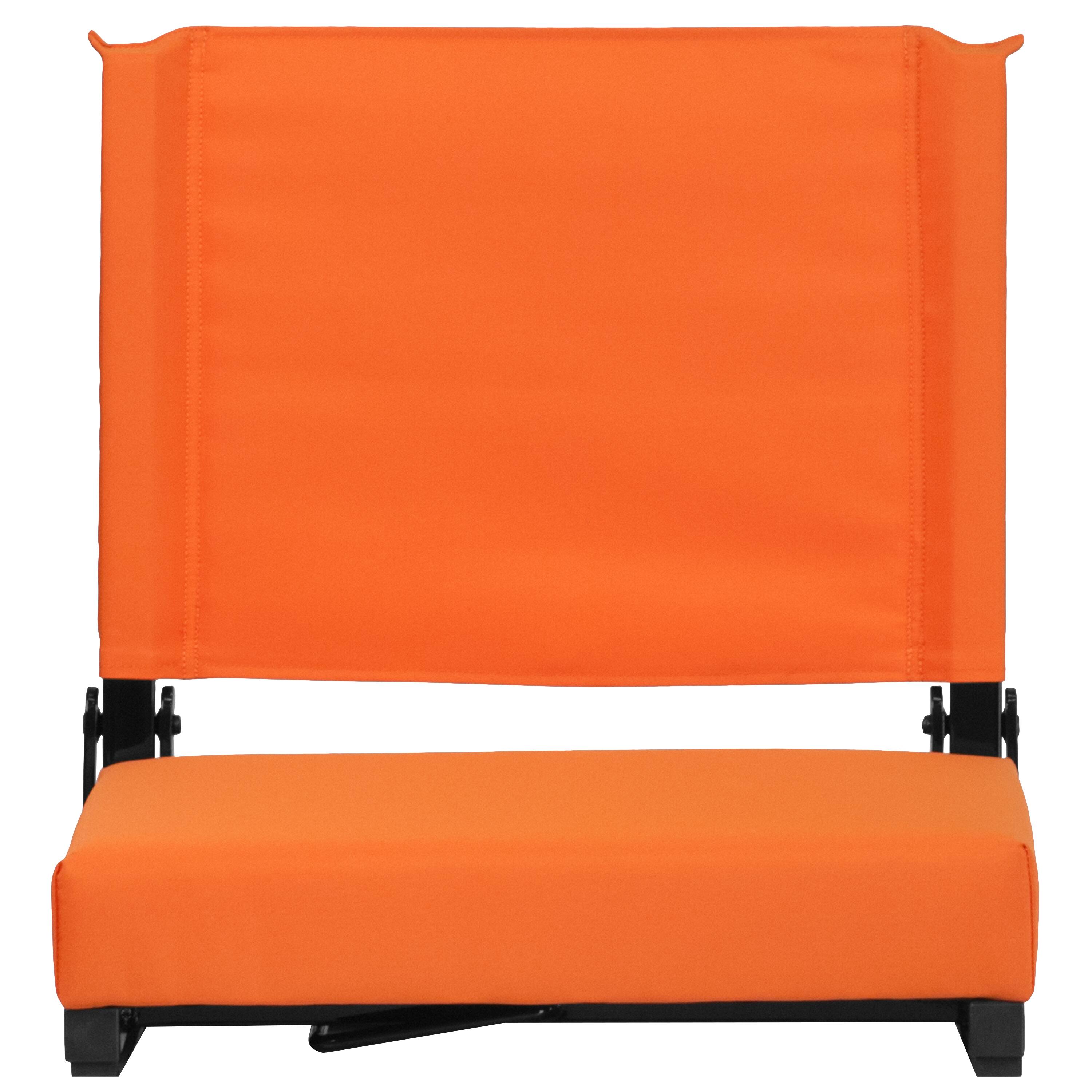 Alt View 8. Emma + Oliver - Set of 2 500 lb. Rated Lightweight Stadium Chair with Ultra-Padded Seat - Orange.