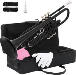Winado - Bb Standard Trumpet for Beginners,Trumpet for Student with Hard Case,7C Mouthpiece,Cleaning Cloth,Gloves,Brass Instrumen