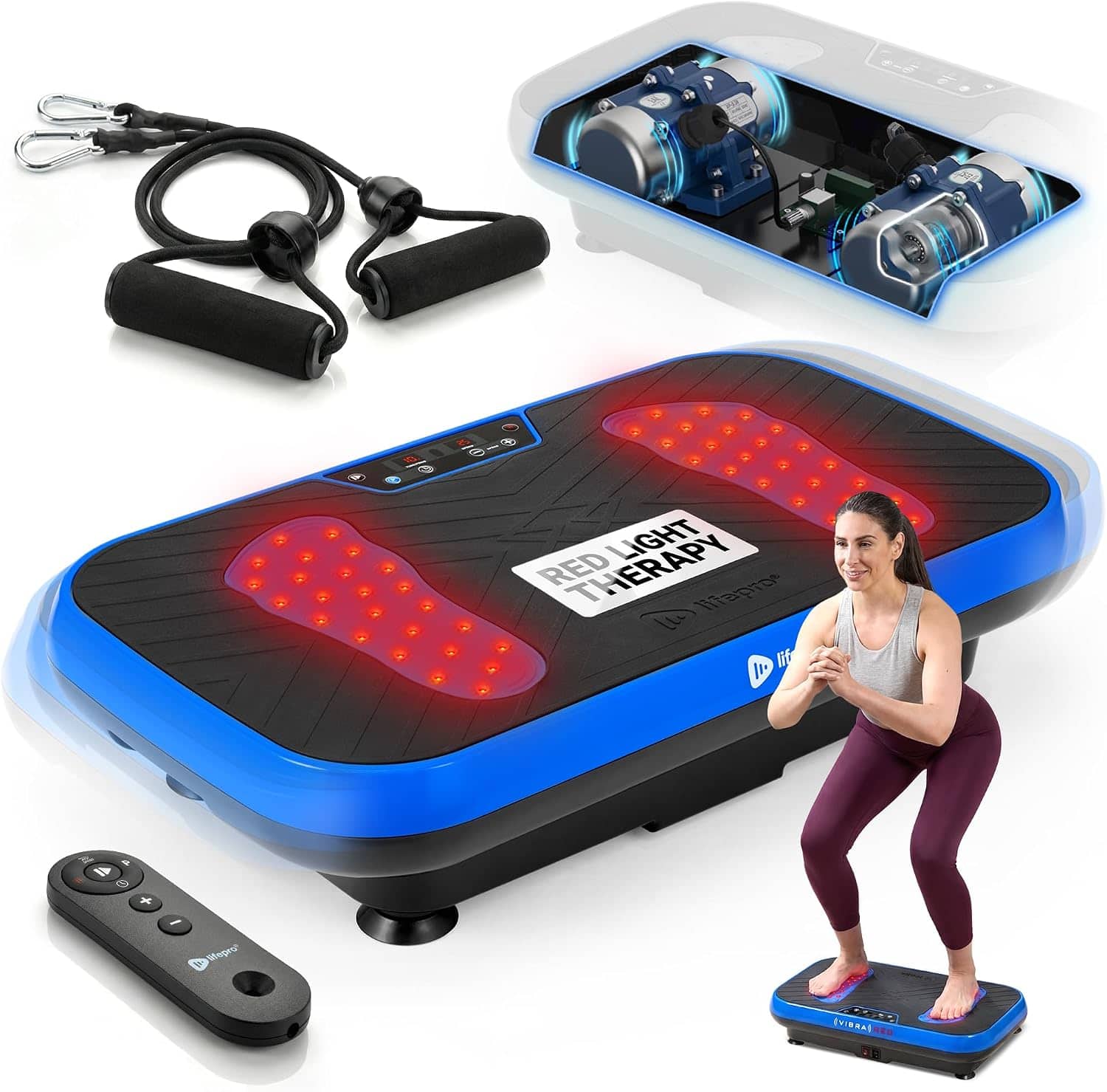 LifePro - VibraRed Vibration Plate Exercise Machine with Red Light Therapy, 99 Speeds & Resistance Bands - Blue price history on PriceWatchPro