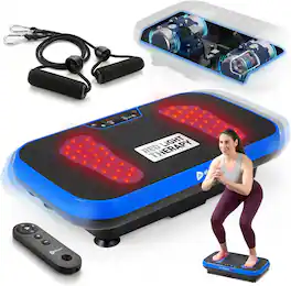 LifePro - VibraRed Vibration Plate Exercise Machine with Red Light Therapy, 99 Speeds & Resistance Bands - Blue
