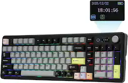 EPOMAKER - TH99 PRO 96% Mechanical Keyboard with Screen & Knob, 10000mAh, Custom Driver (Creamy Jade Switch) - Black