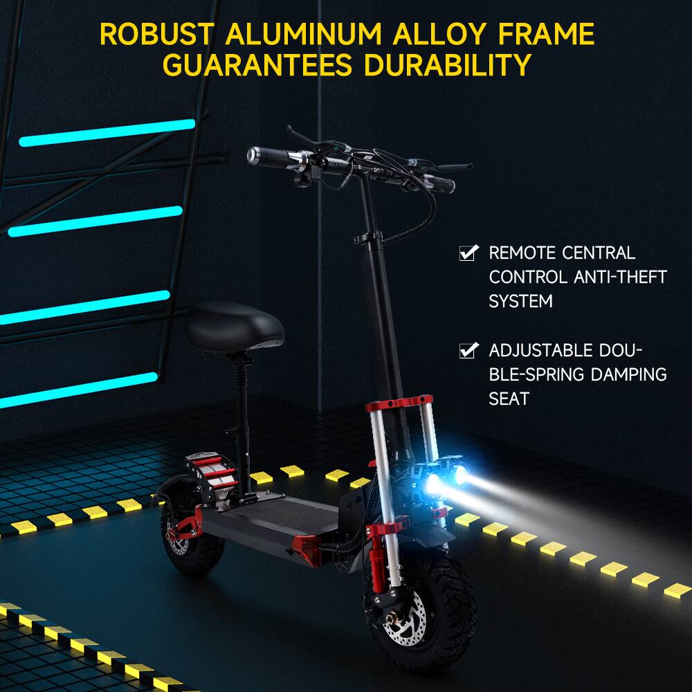 ROBUST ALUMINUM ALLOY FRAME GUARANTEES DURABILITY

- REMOTE CENTRAL CONTROL ANTI-THEFT SYSTEM
- ADJUSTABLE DOUBLE-SPRING DAMPING SEAT