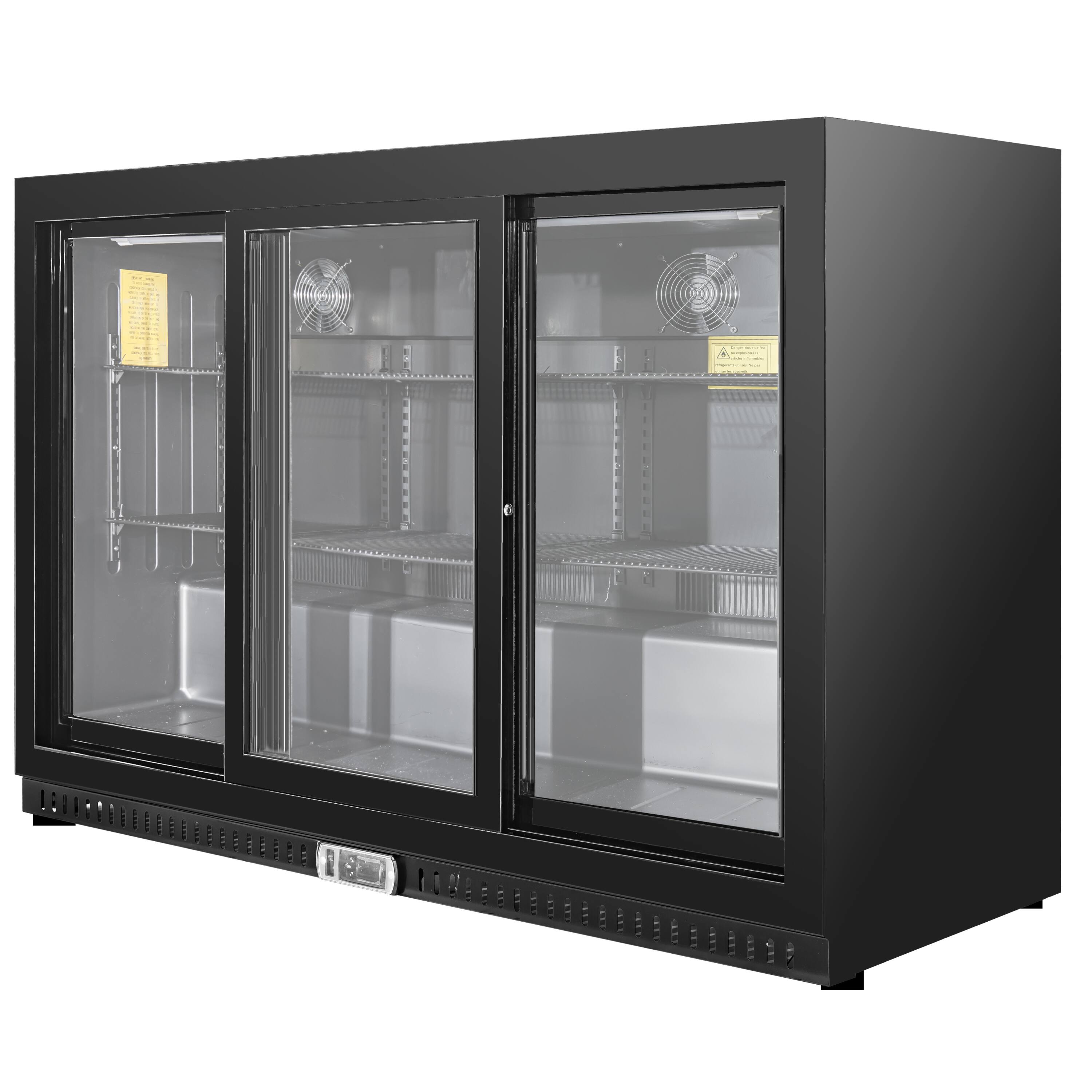 Angle. Equator - Equator Vitlife 11.6 Cu.Ft. Bar Fridge, 3 Sliding Glass Doors, LED, Beer & Wine Cooler for Bar/Home - Black.