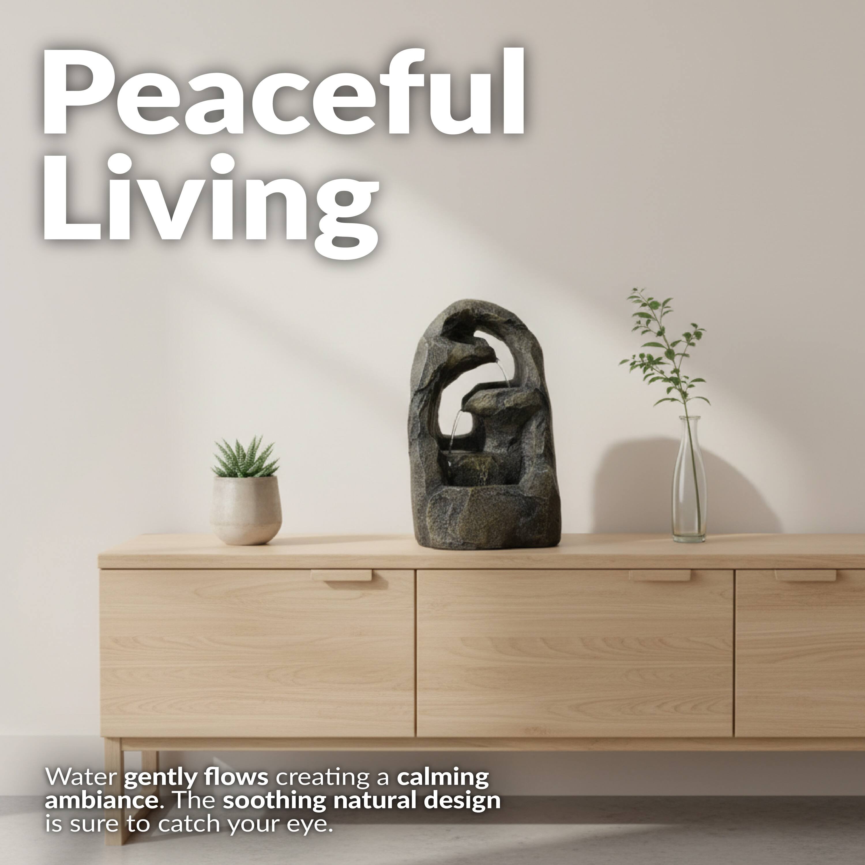 Peaceful Living

Water gently flows creating a calming ambiance. The soothing natural design is sure to catch your eye.