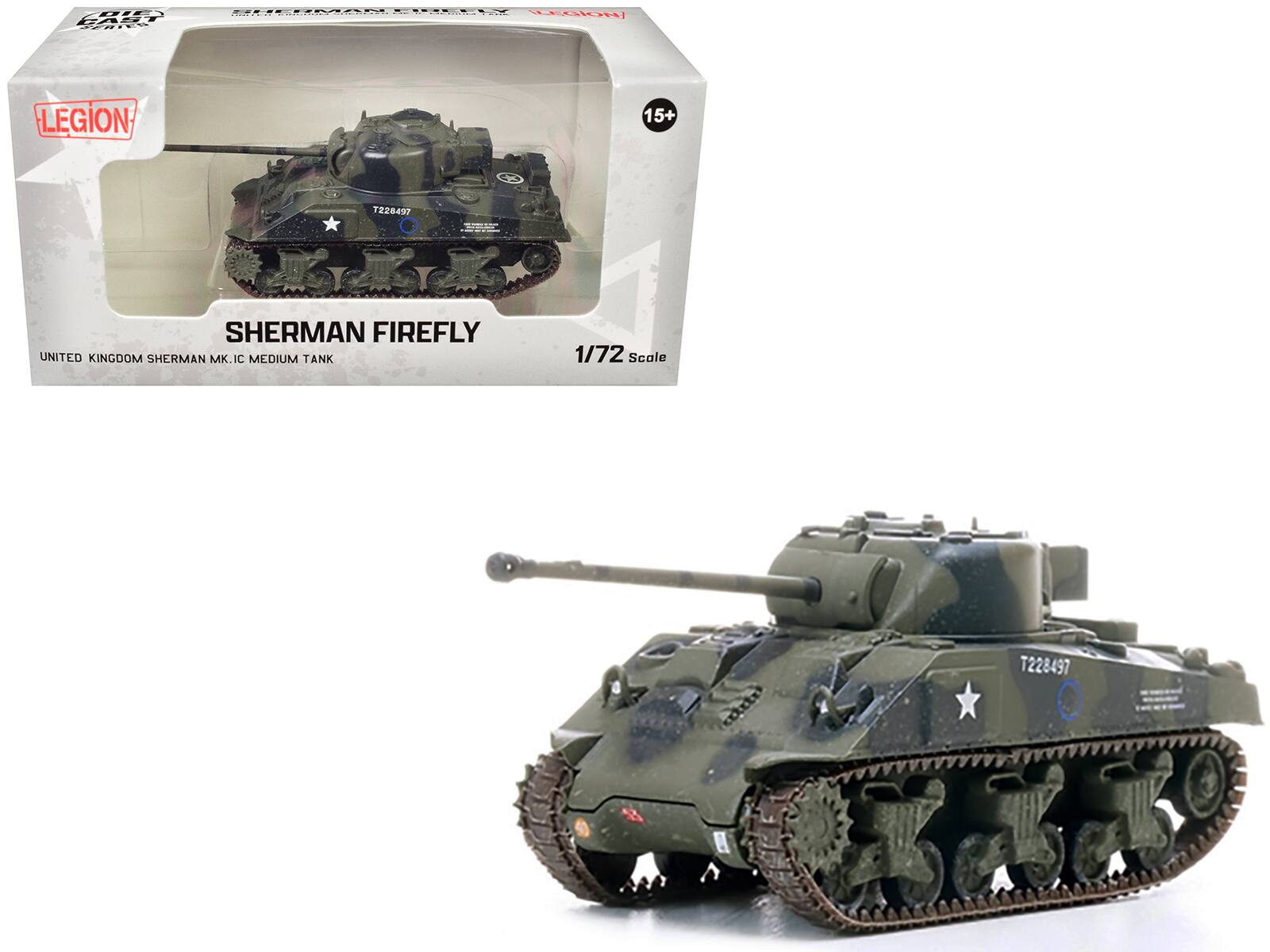 nttd EARTH WURres - LEGION 15+ T228497 V SHERMAN FIREFLY UNITED KINGDOM SHERMAN MK. IC MEDIUM TANK 1/72 Scale T228497