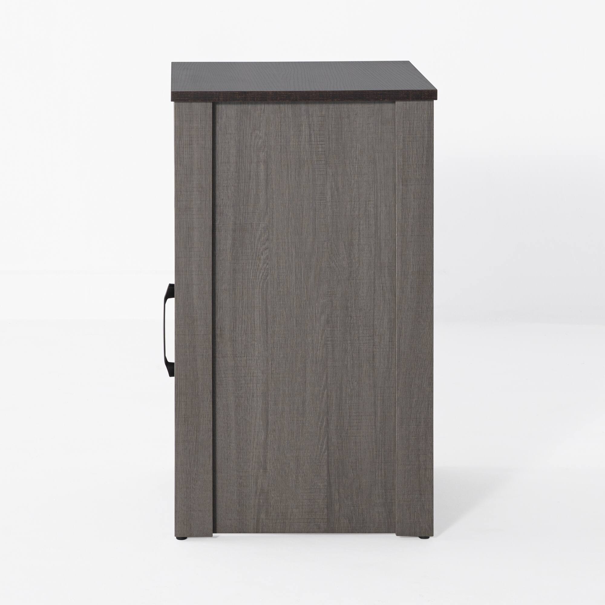 Alt View 2. Vaczon - Two-Tone Farmhouse Style Side Table, Rustic Vintage Nightstand with Storage, Wood End Table for Bedroom & Living Room - Brown，Gray.