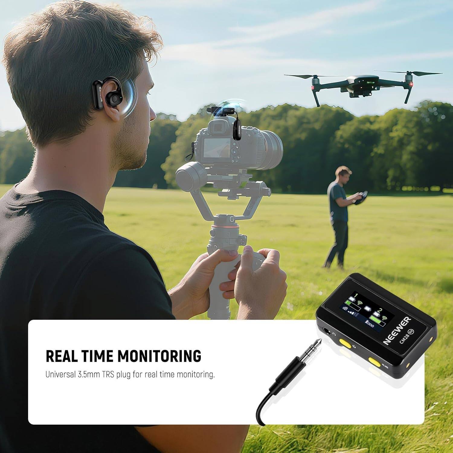 REAL TIME MONITORING  
Universal 3.5mm TRS plug for real time monitoring.
