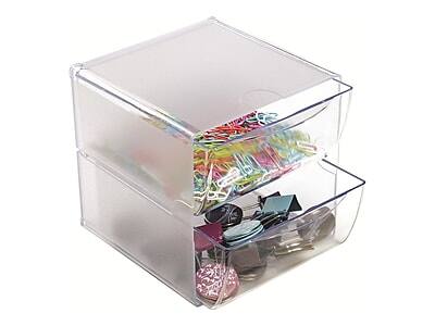 Alt View 4. Deflecto - Cube 2 Compartment Stackable Plastic Storage Drawers, Clear - Clear.