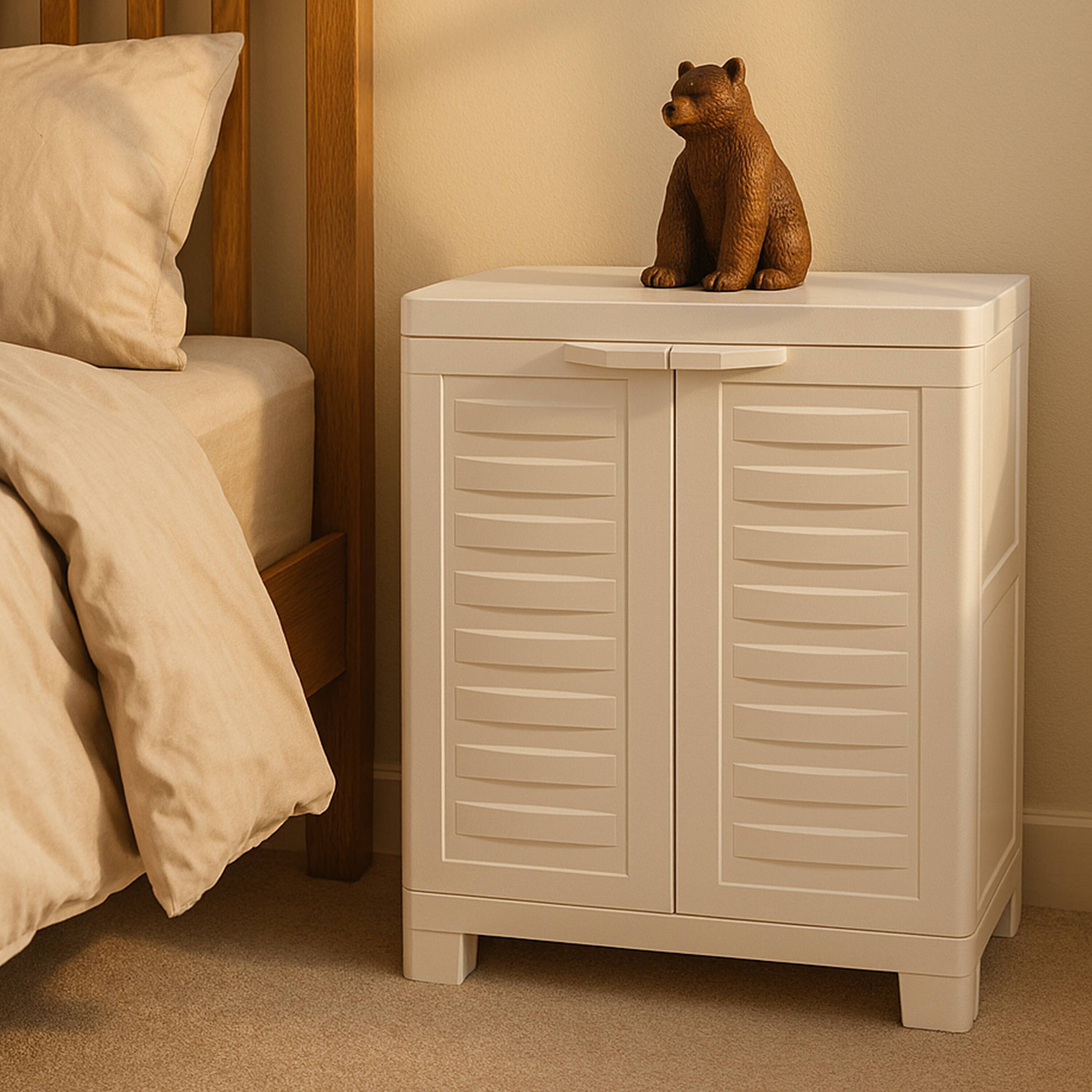 Alt View 9. Sunnydaze - Heavy-Duty Storage Cabinet with Adjustable Shelf - Speckled White.