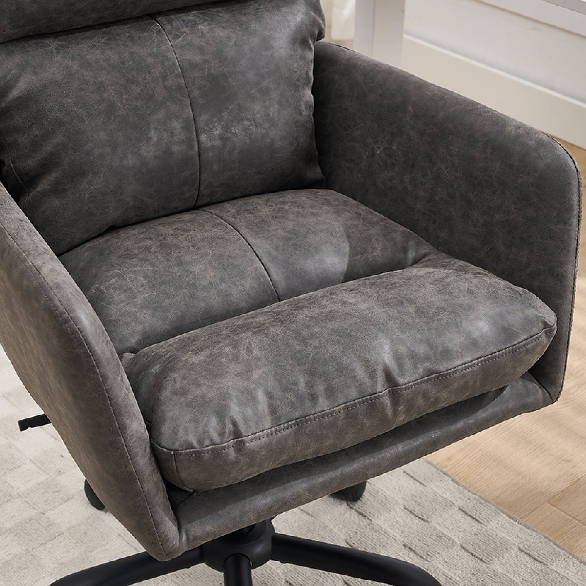 Back. GOODSILO - Ergonomic Executive Office Chair with Adjustable Height and PU Leather Upholstery - Gray.