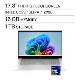HP - OmniBook X - 17.3" Full HD Touchscreen Laptop - Intel Core Ultra 7 (2026) - 16GB Memory - 1TB SSD - Copilot+ PC - Glacier Silver
