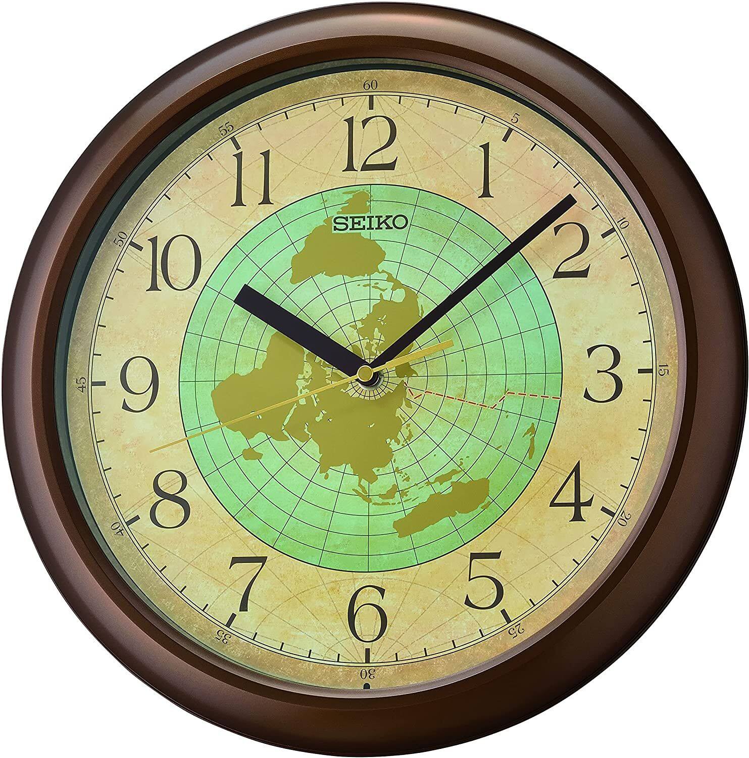 Front. Seiko - Seiko 12" World Globe Wall Clock, Metallic Brown - Metallic Brown.