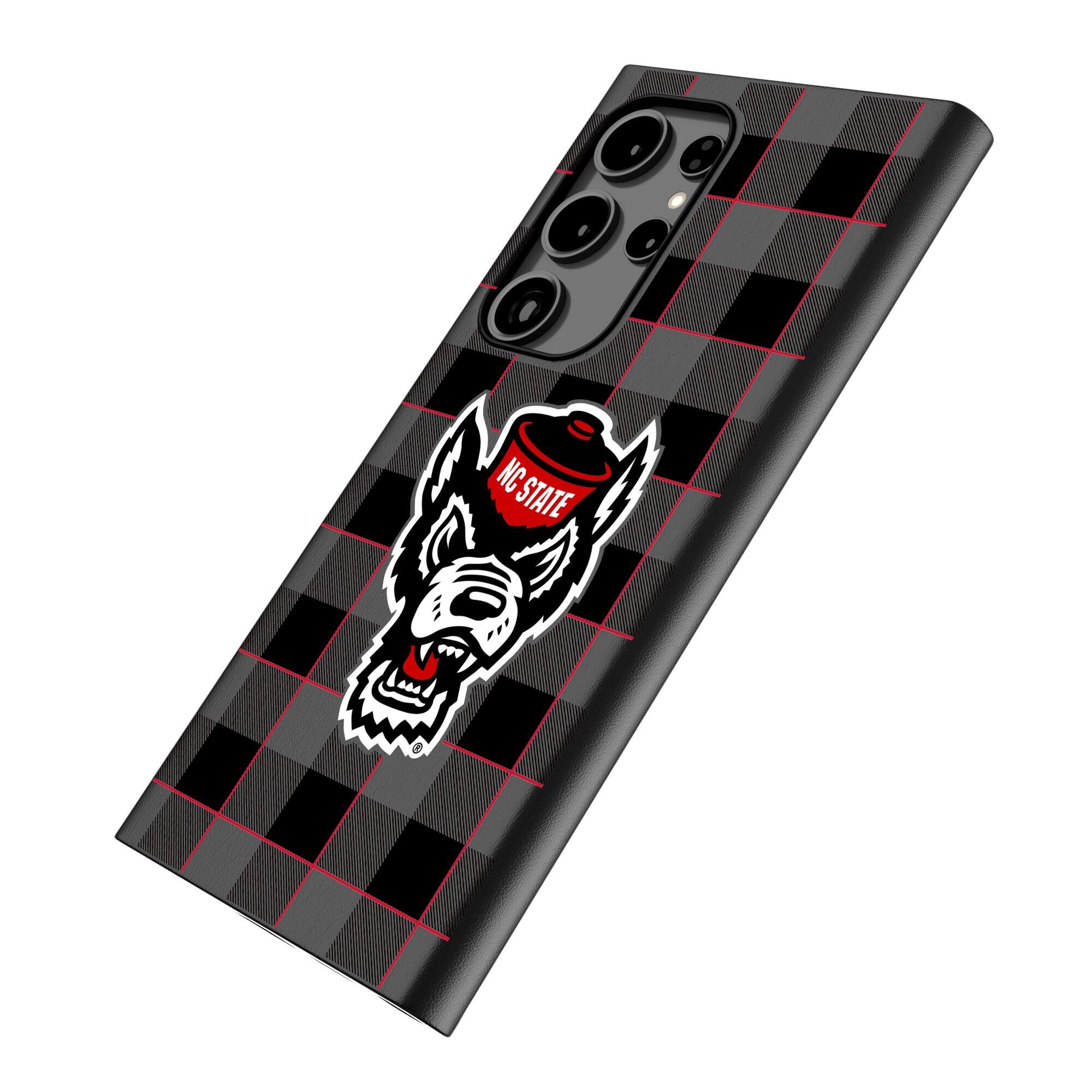 Alt View 1. Keyscaper - NC State Wolfpack Plaid Galaxy Magnetic Bump Case - S24 - Black.