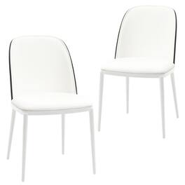 LeisureMod - Tule 2-PCS Modern Ergonomic Dining Chair, Padded High-Density Sponge Cushion Accent Chair for Restaurant & Café - Black/White