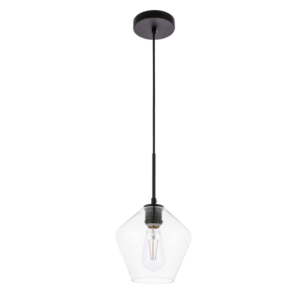 Alt View 6. Living District - Gene 1 light Black and Clear glass pendant - Black And Clear Glass.