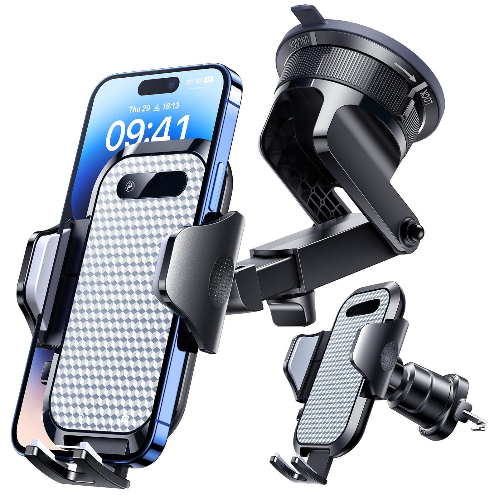 PARKER SLATER - [2025 True Military-grade] Car Phone Holder [upgraded Suction & Clip] Cell Mount For Dashboard Windshield Vent Wall T - White