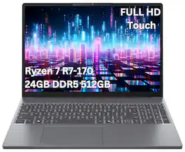 Lenovo - Upgraded - IdeaPad Slim 3 15.3" 2K Touchscreen Laptop-AMD Ryzen 7 170 2025-24GB Memory-512GB SSD-AMD Radeon 680M-Windows 11 Home - Luna Grey