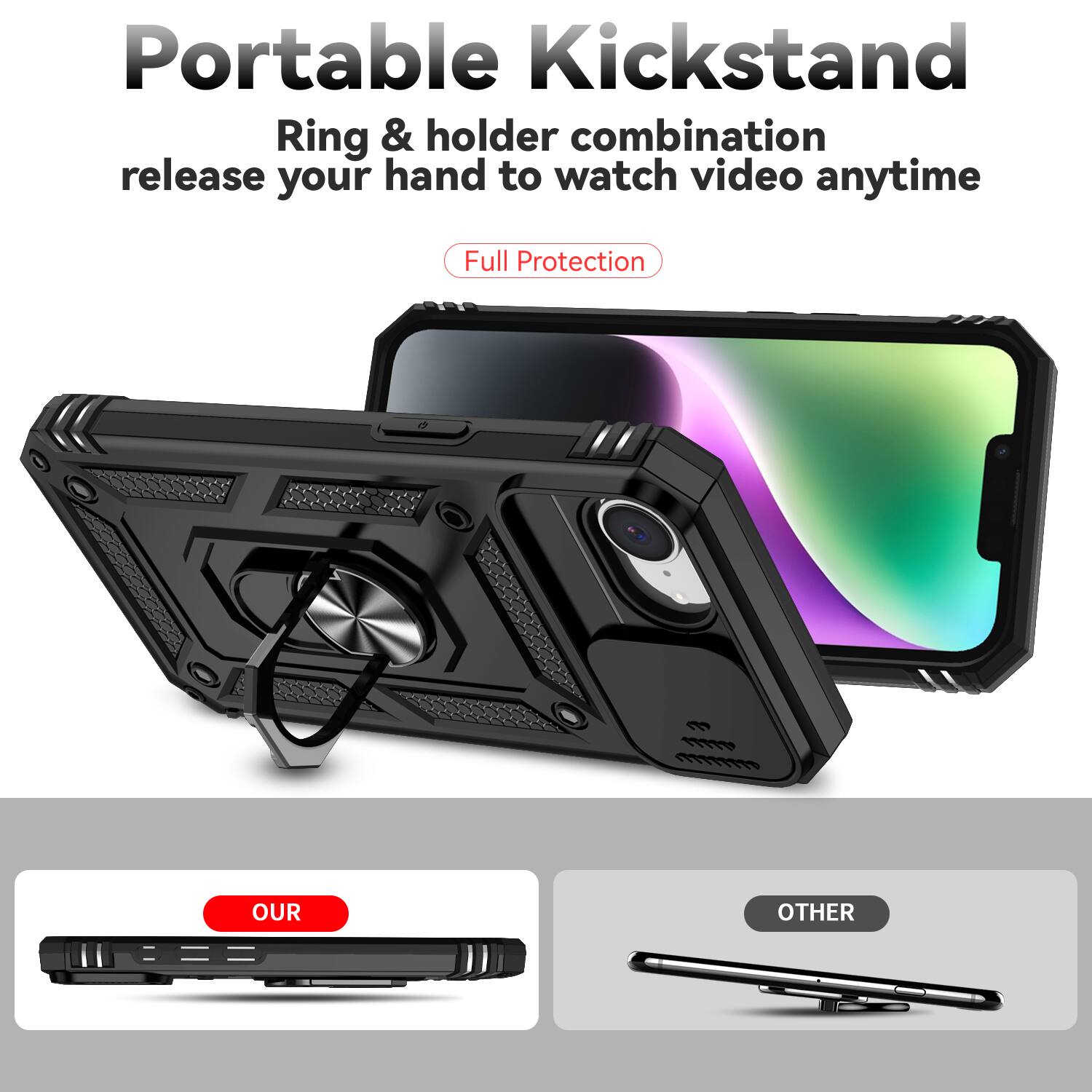 Dteck Rotatable Ring Kickstand Case for iPhone 16e/17e, Shockproof ...