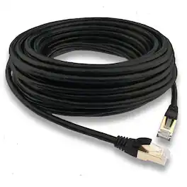 Sanoxy - Cat 8 Ethernet RJ45 LAN Cable Super Speed 40Gbps Patch Network Gold Plated 50ft - Black
