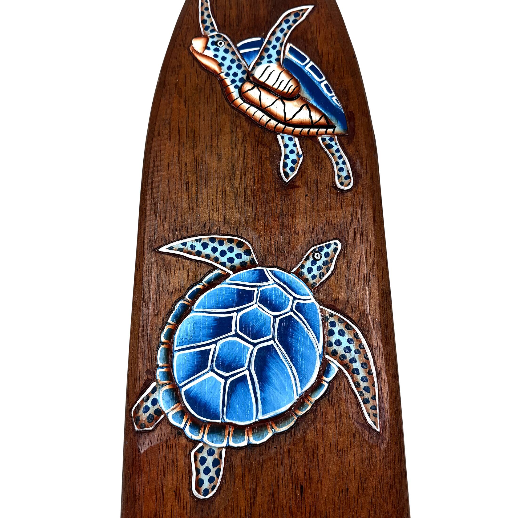 Alt View 8. Things2Die4 - Sea Turtle Surfboard Wall Hanging Coastal Wood Decor 39.5 in Brown Blue - Brown.