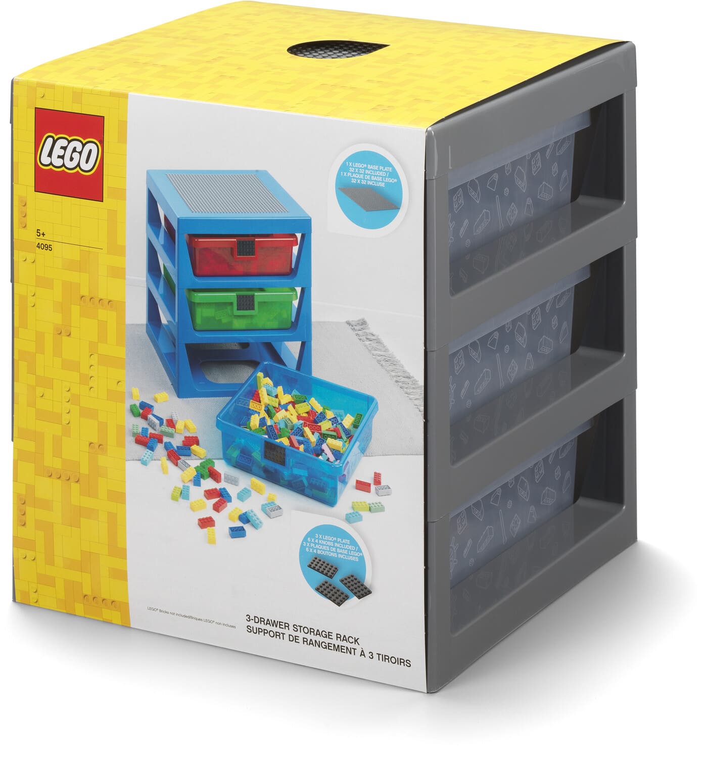 Room Copenhagen - LEGO 3-Drawer Storage Rack System, Grey - COLLECTABLES - Multicolor