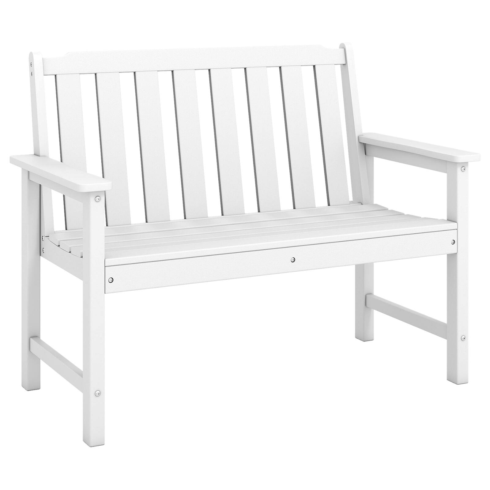 Alt View 9. Gymax - Gymax 2-Person All Weather HDPE Outdoor Garden Bench w/Backrest & Armrests for Lawn White - White.