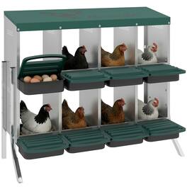 Pawhut - Nesting Boxes, 8 Compartment Metal Nesting Boxes for Chickens - Silver