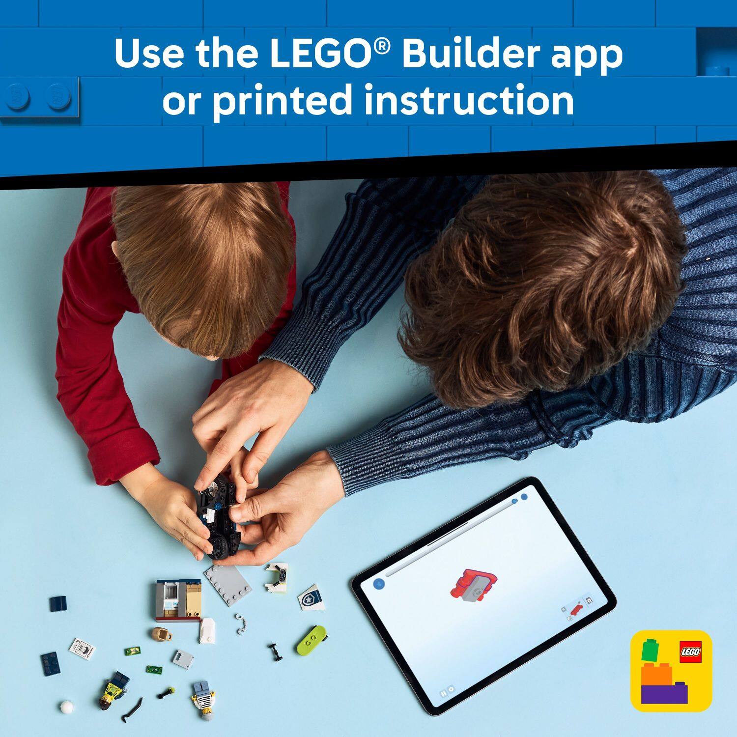 Use the LEGO Builder app or printed instruction.