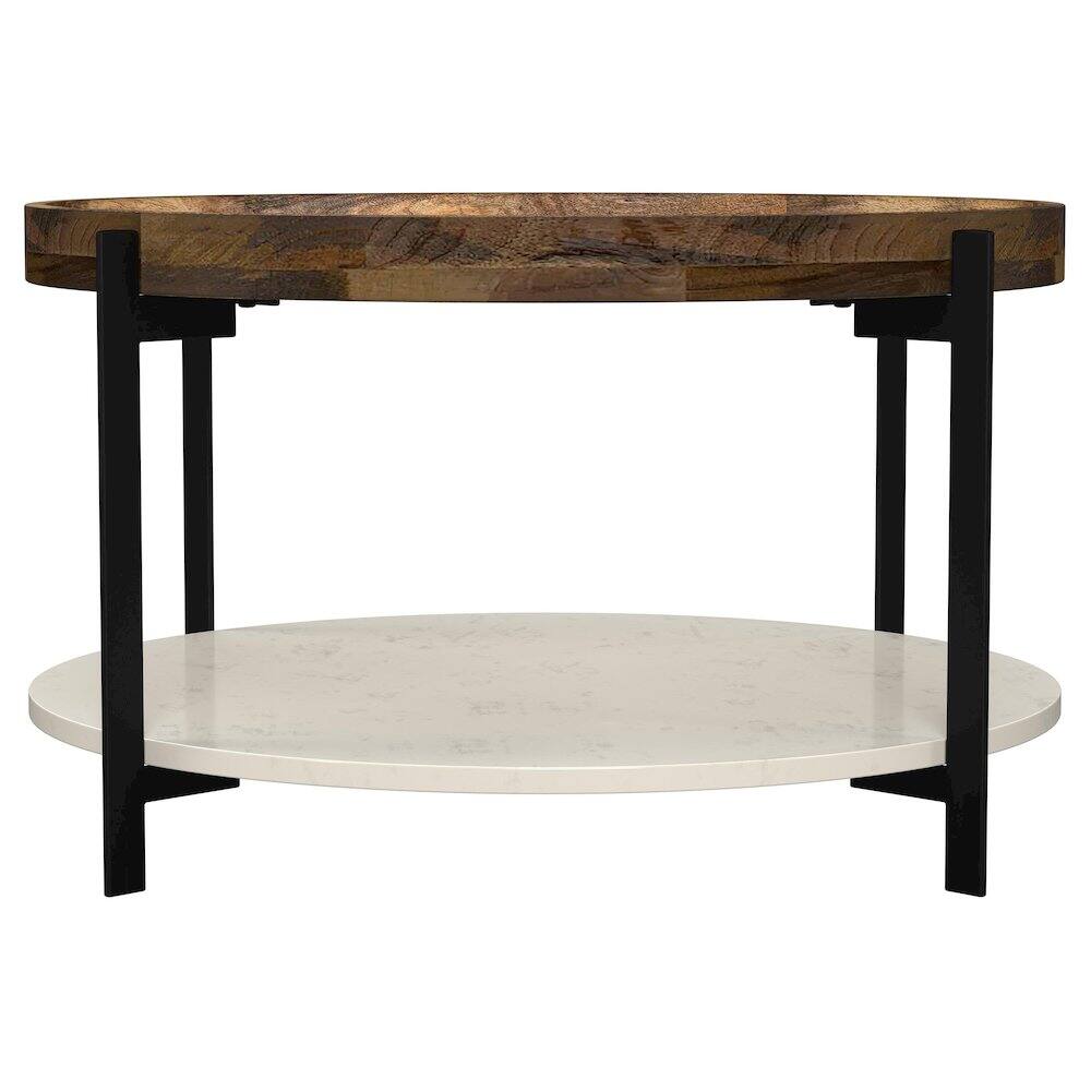 Alt View 2. Coaster Co. of America - Adhvik Round Wood Top Marble Shelf Coffee Table Natural - White.