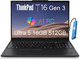 Lenovo - ThinkPad T16 Gen 3 16" WUXGA Laptop - Intel Core Ultra 5 with 16GB DDR5 Memory - 512GB SSD - Thunderbolt - Windows 11Pro - Black