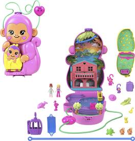 Mattel - Polly Pocket Momma Monkey & Baby Playset with 2 Micro Dolls - Collectibles - Multicolor