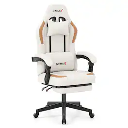 WELLFOR - Ergonomic Video Game Chair with Headrest for Home Office - Beige
