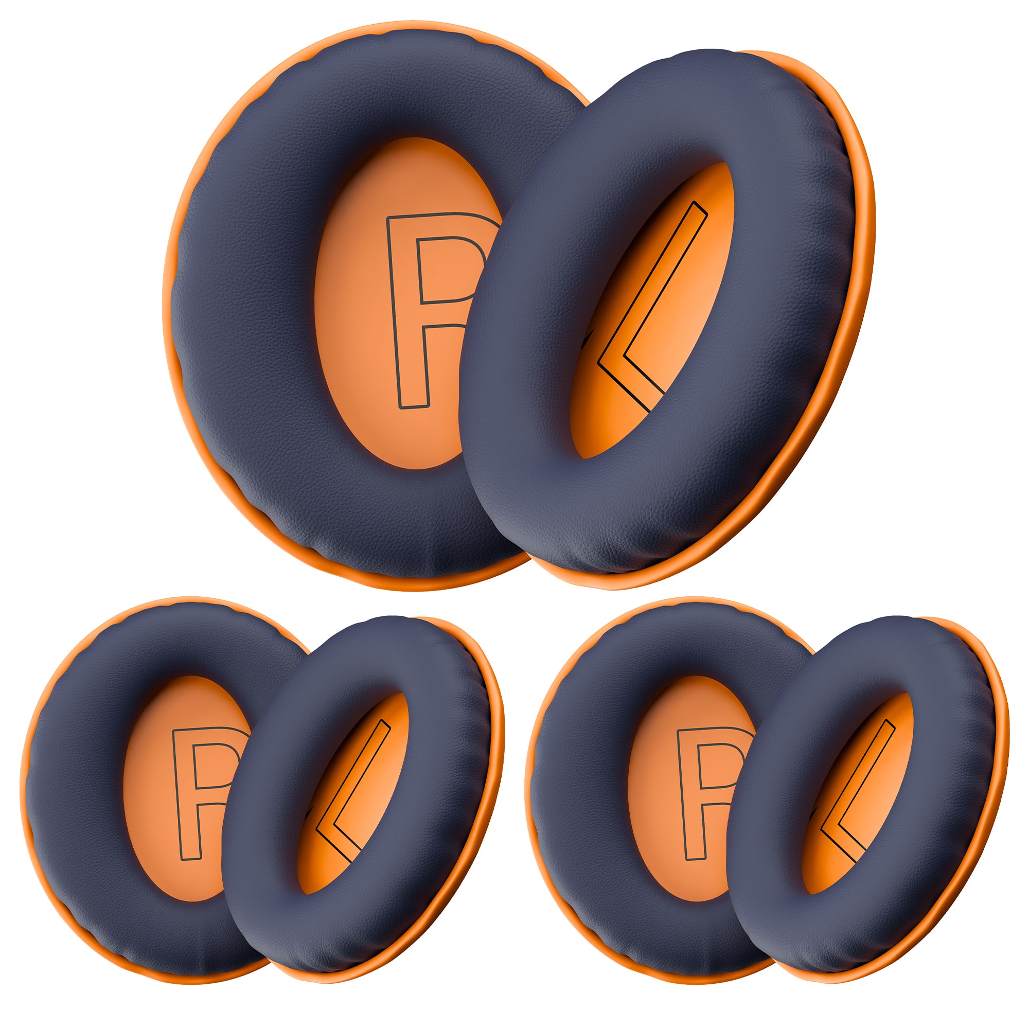 Delton - Ascent Replacement Ear Cushions for Kids Learning Computer Headset Headphones 3-Pack, Black - Orange
