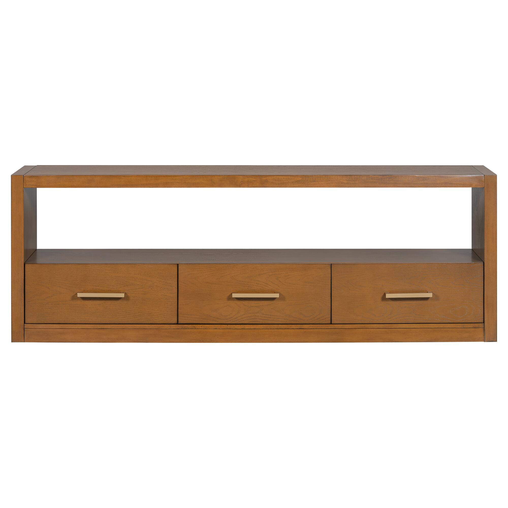 Alt View 5. APRILSOUL - Mirod Stylish TV Stand with Three Drawers Minimalist Metal Handles TV Console/Side Cabinet - Brown.