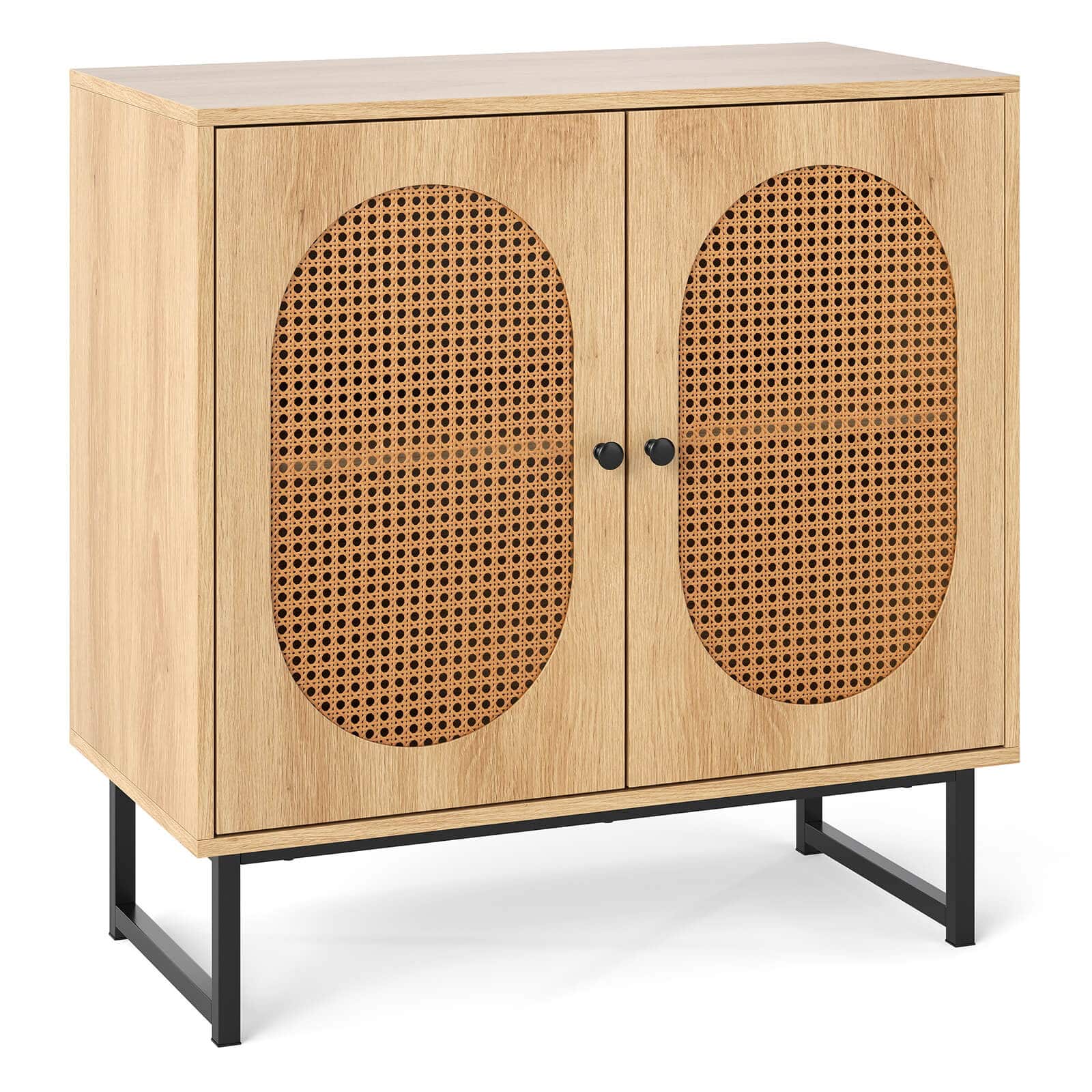 Costway - Buffet Cabinet with 2 Doors Adjustable Shelf Metal Legs Accent Floor Cabinet - Natural