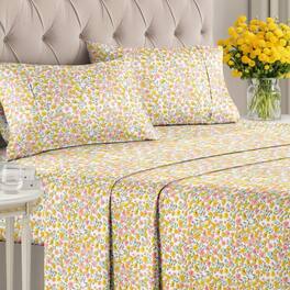 CGK Linens - Luxuriously Soft 4-Piece Floral Sheet Set - Wrinkle-Resistant, Printed Pattern - King - Design 178