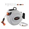 Front. VEVOR - Retractable Hose Reel, 65 ft x 5/8 inch, 180° Swivel Bracket Wall-Mounted, Garden Water Hose Reel with 9-Pattern Nozzle - Dark Gray.