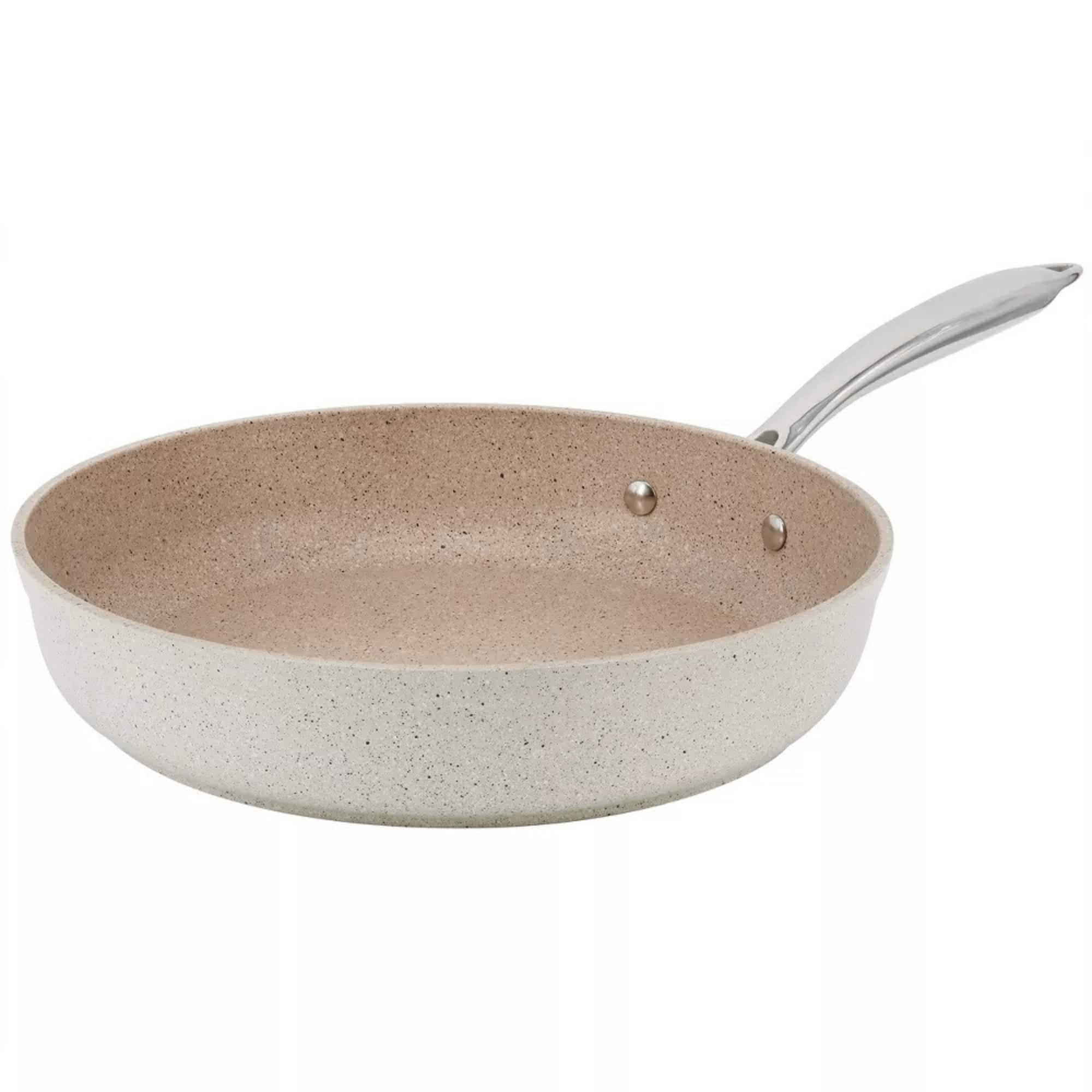 Front. Korkmaz - 10-Inch Non-Stick Aluminum Fry Pan and Tava - Rose Beige.
