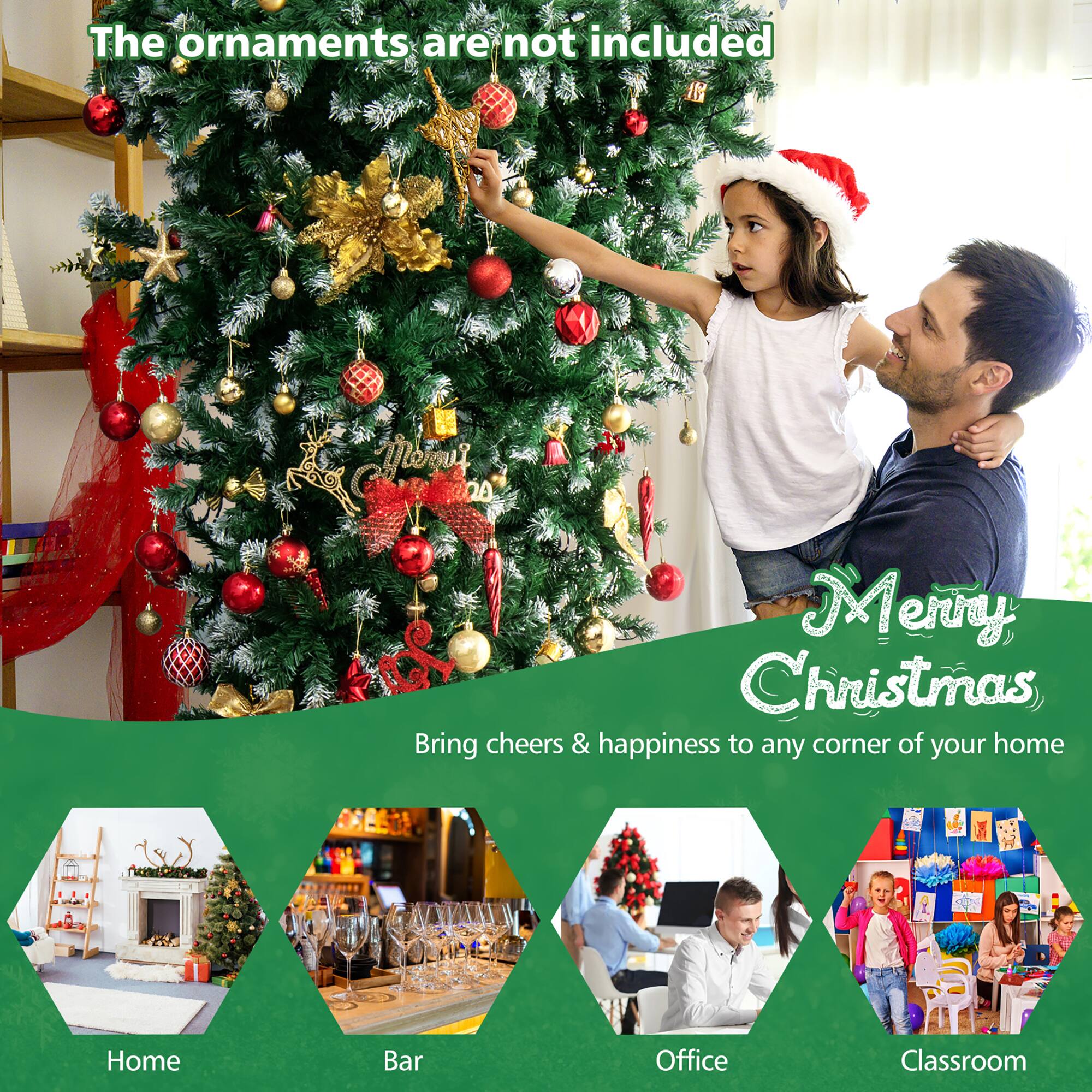 The ornaments are not included. Merry Christmas. Bring cheers & happiness to any corner of your home. Home Bar Office Classroom.