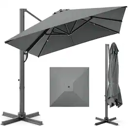 Best Choice Products - 10x10ft Cantilever Patio Umbrella, 5-year Fade Resistant 260 GSM Canopy, Aluminum Frame - Gray
