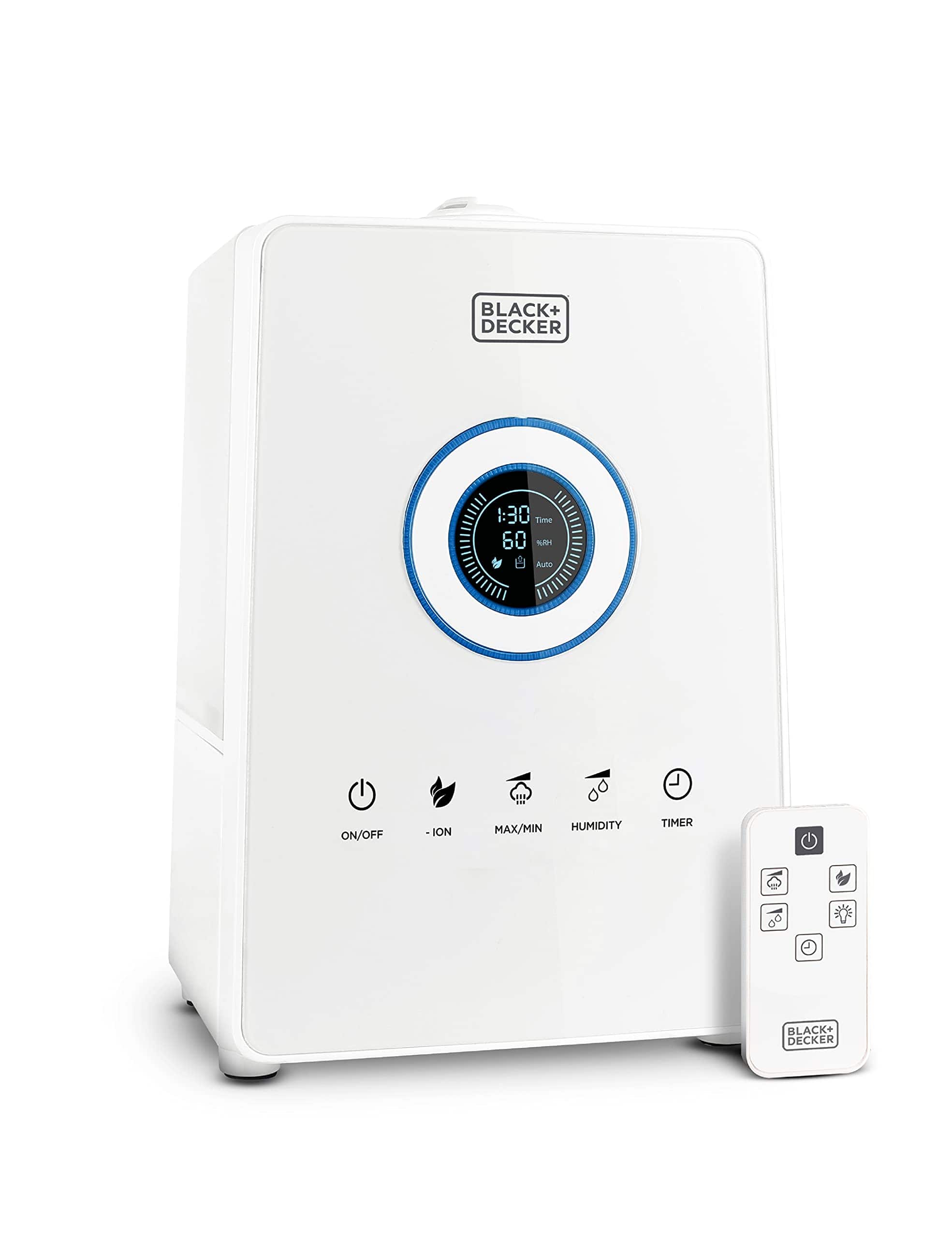 Black+Decker - 1.45 Gallon Cool Mist Ultrasonic Console Humidifier 600 Sq. Ft. with Remote Control - White