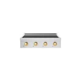 ZLINE - Autograph 30 in. Paramount Built-in Induction Rangetop with 4 Elements and Polished Gold Accents - Stainless Steel