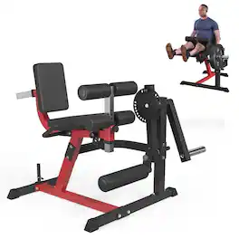 Syedee - Adjustable Leg Extension Machine – Seat Leg Extension/Leg Curl, 5+28 Levels of Adjustment - Red