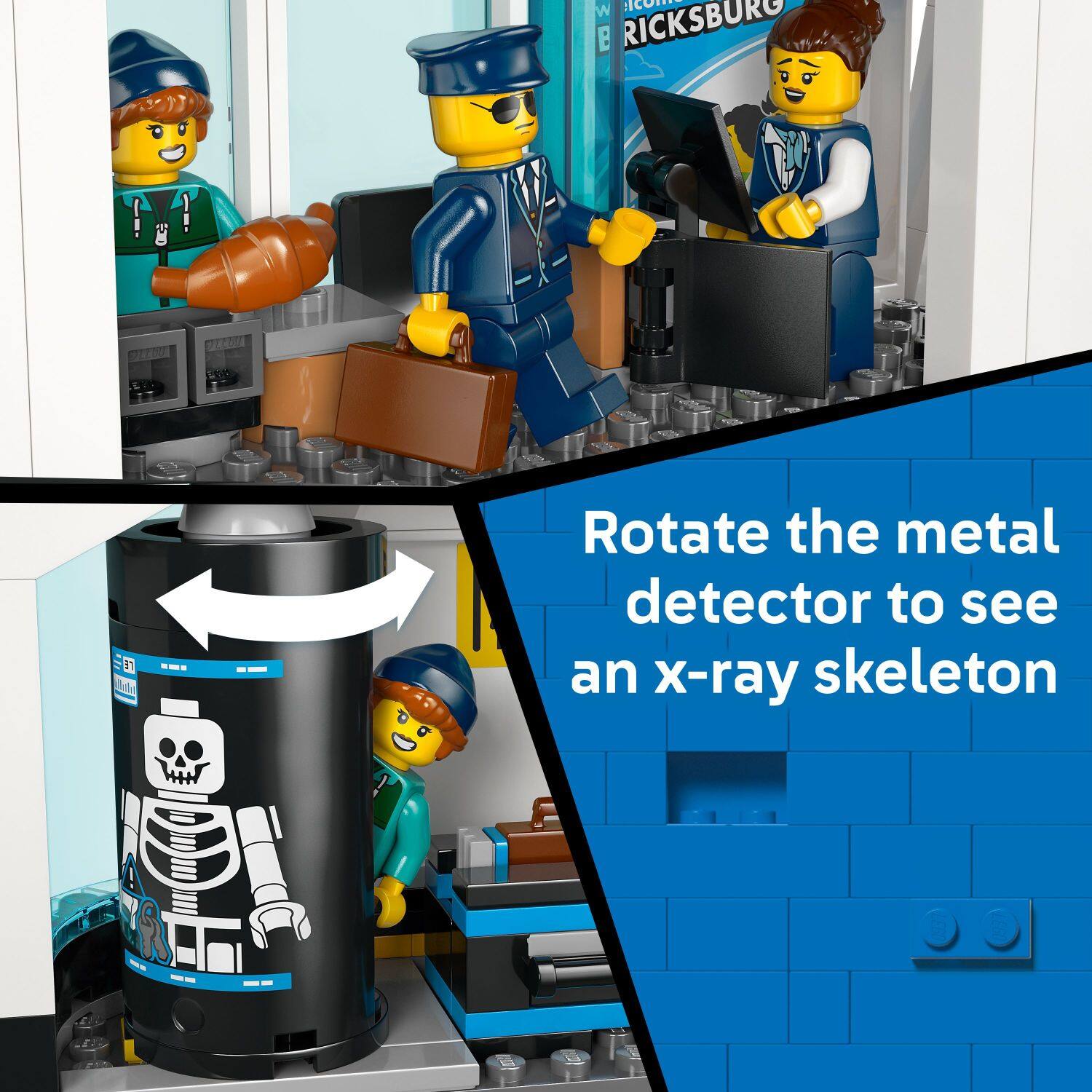 Rotate the metal detector to see an x-ray skeleton