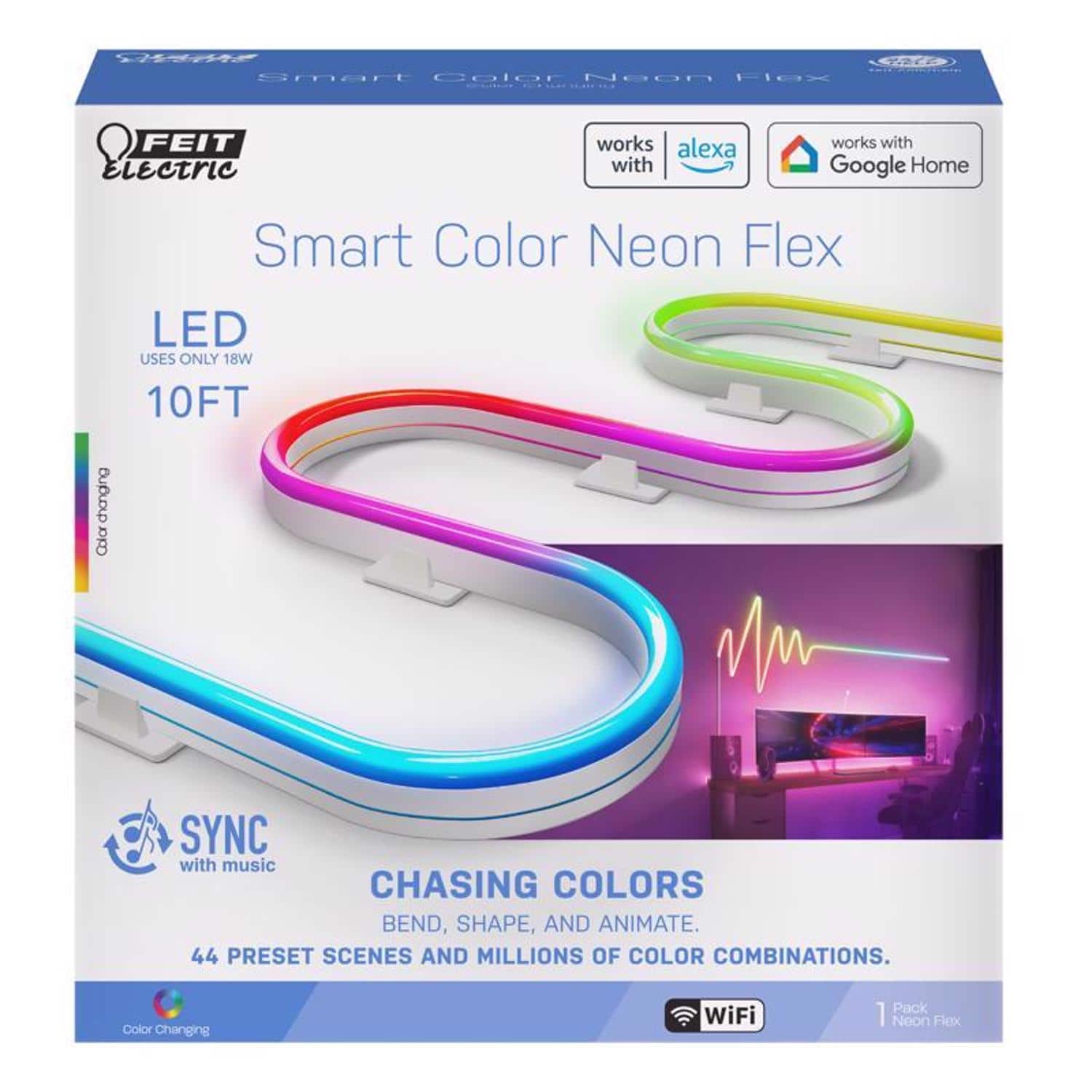 FEIT ELECTRIC - Feit 10 ft. L Color Changing Plug-In LED Smart-Enabled Rope Lights 1 pk