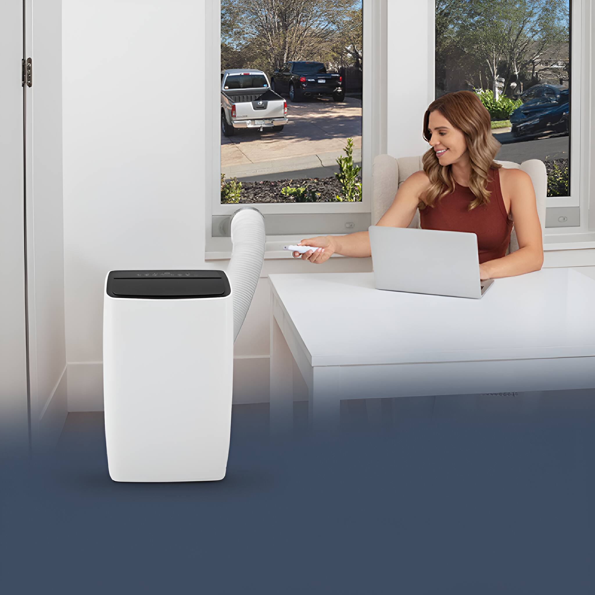 Back. TROPOW - 12,000 BTU Portable Air Conditioner,Fast Cooling for 550 Sq. Ft. - white.