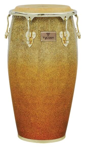 Front. Tycoon Percussion - Master Platinum Sunrise Series 12.5-inch Tumba Conga, 30-inch Siam Oak Shell, Deluxe Hoops, Tuning Lugs, Single Stand.